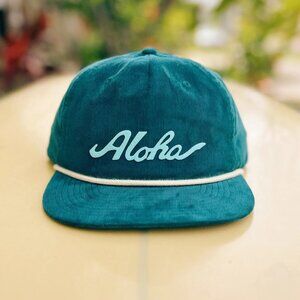 NWT Aloha Corduroy Snapback Hat Cap Deep Sea Indigo Nick Kuchar Art & Design Co